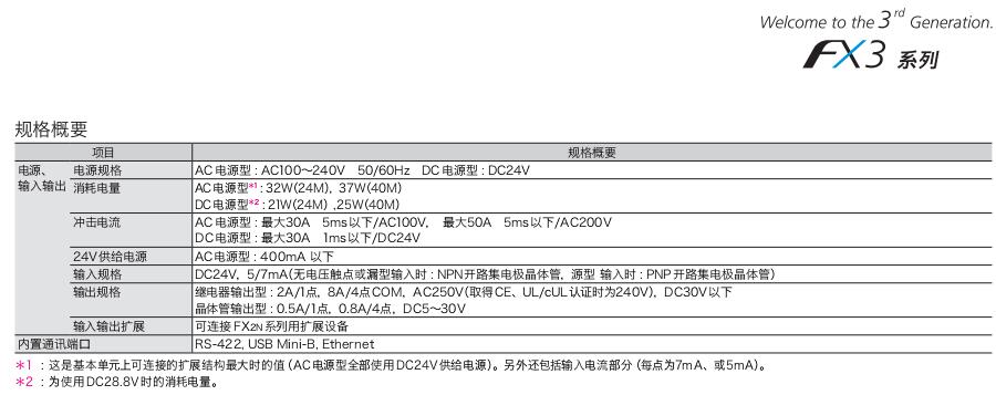 FX3GE系列可编程控制器