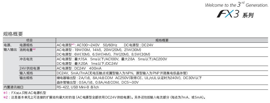 FX3SA~FX3S系列可编程控制器(紧凑型PLC)