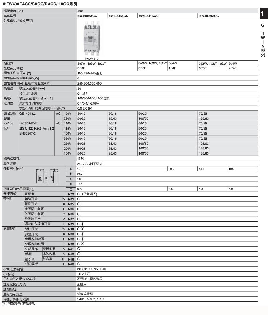 新款富士塑壳及漏电断路器