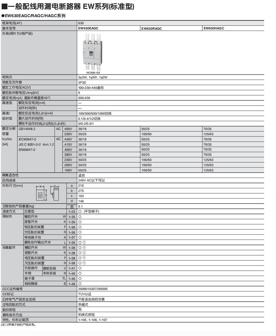 新款富士塑壳及漏电断路器