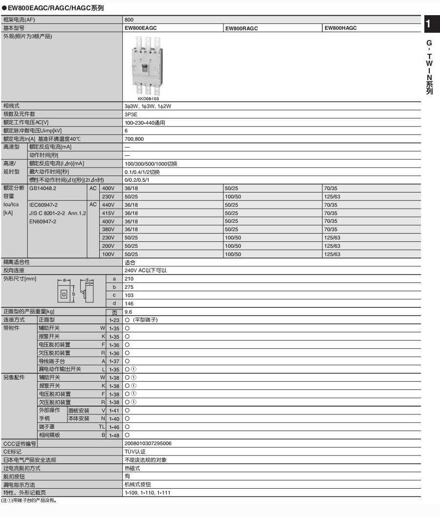 新款富士塑壳及漏电断路器