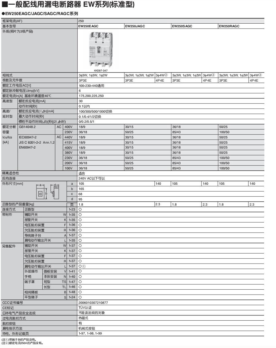 新款富士塑壳及漏电断路器